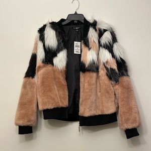 Say What? Multi Faux Fur Bomber Jacket - NWT